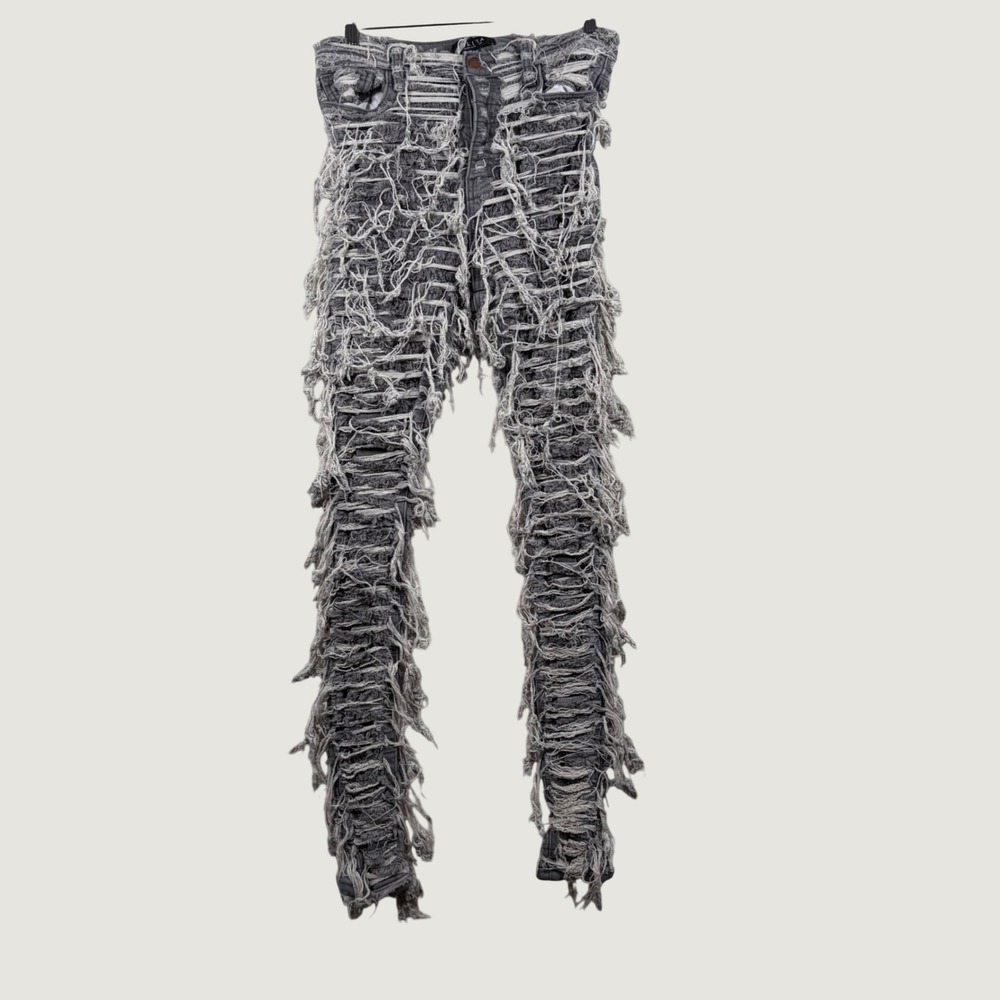 Akira Distressed Skinny Jeans Womens Shredded Gray 13 Streetwear Grunge Rocker